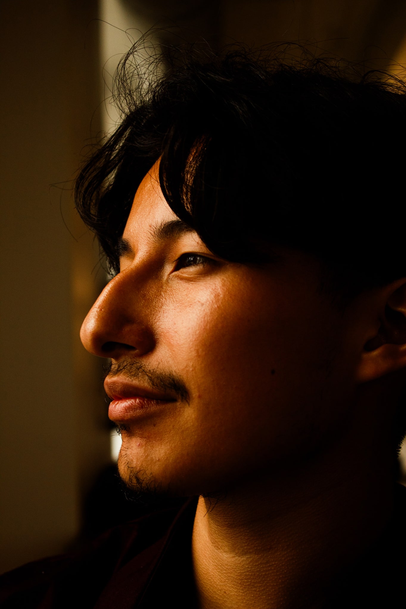 Close up of intern looking left