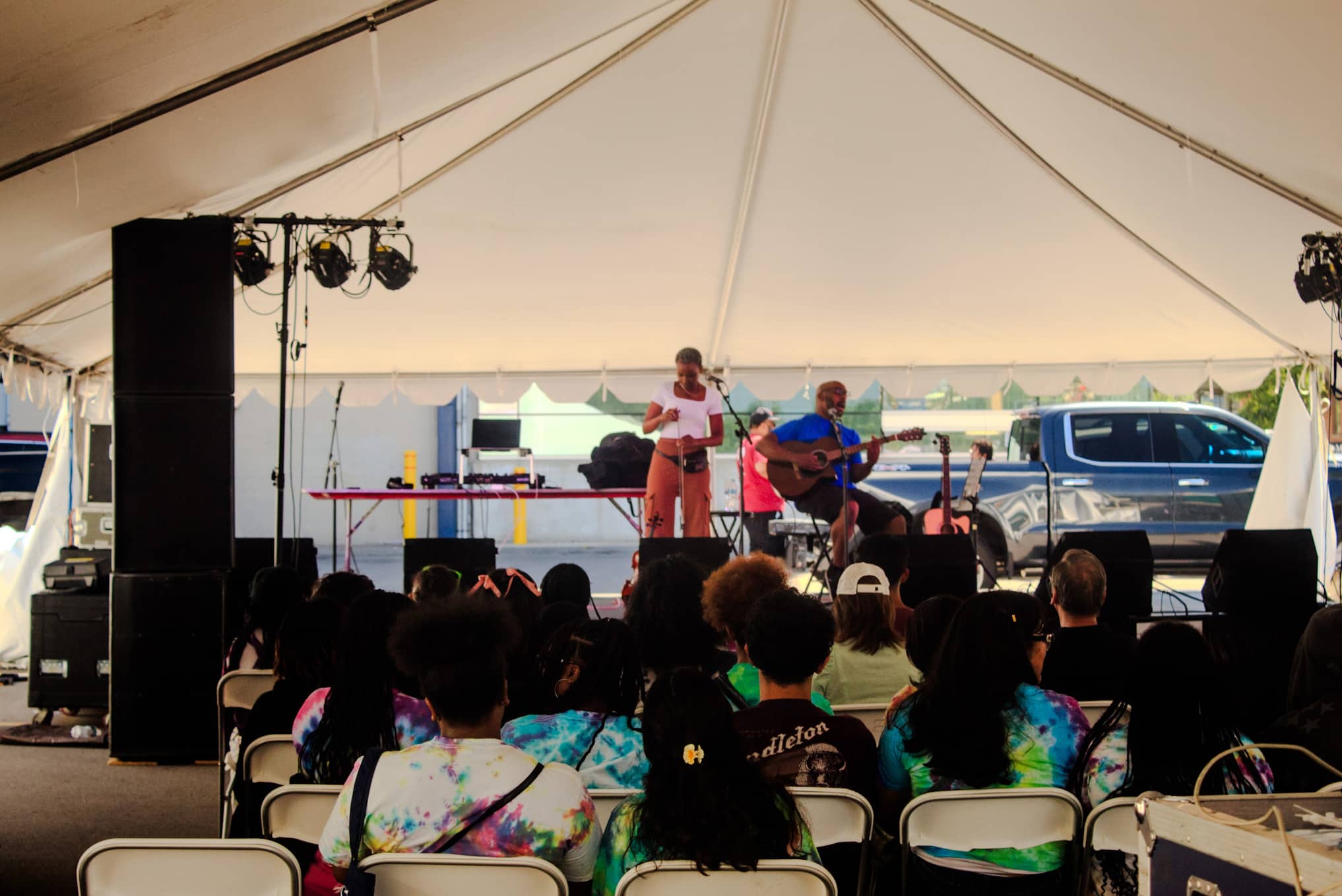 Concert photo in a tent
