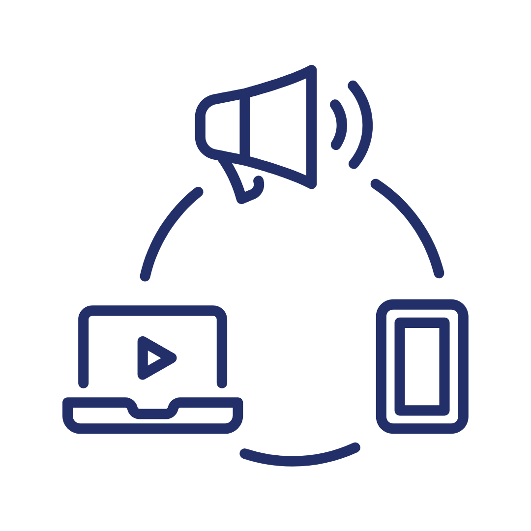 horn laptop phone icon