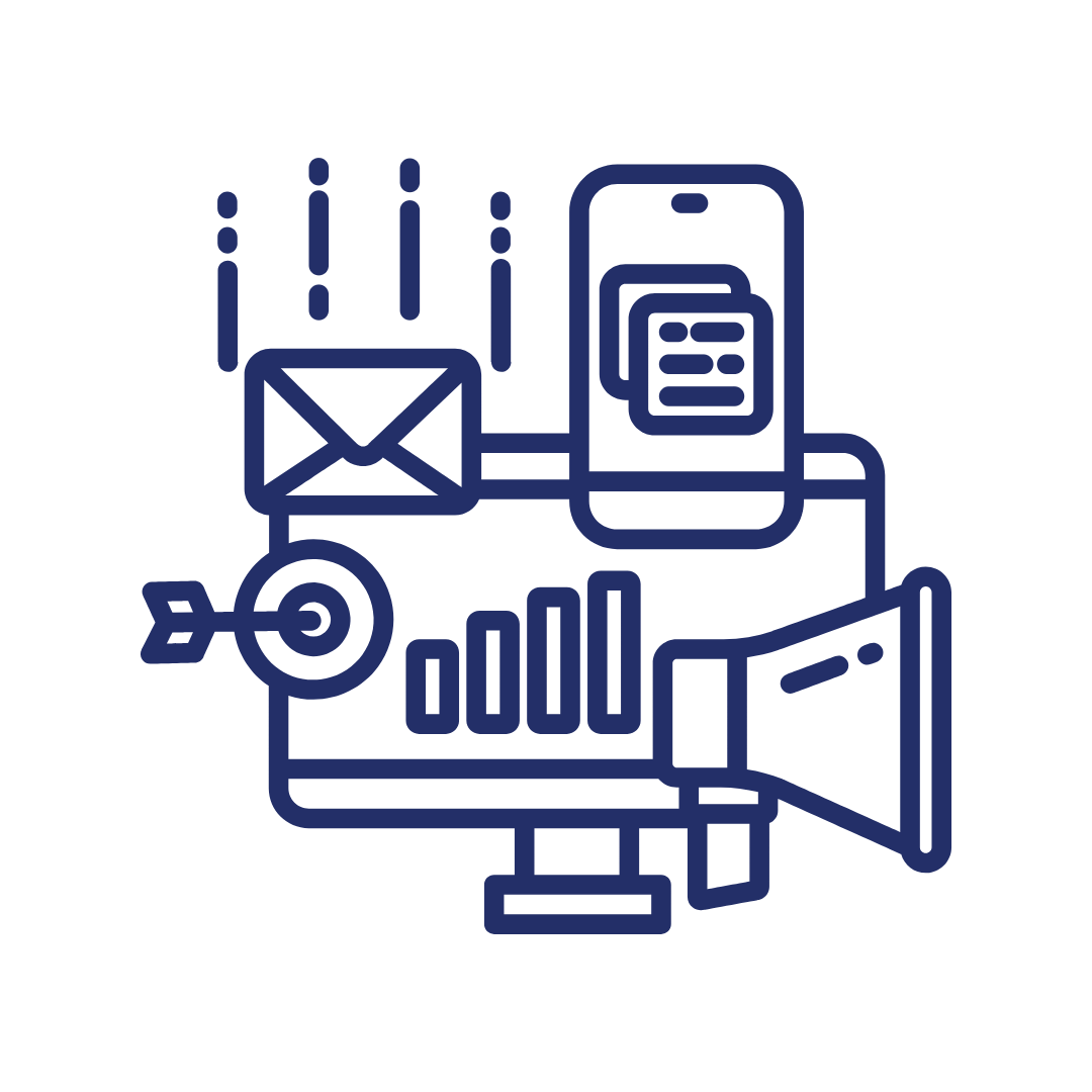 computer with messaging icons